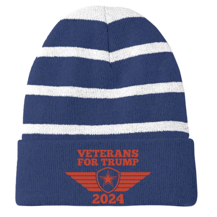 Veterans For Trump 2024 Striped Beanie with Solid Band