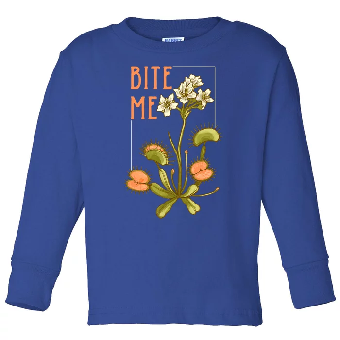 Venus Fly Trap Bite Me Funny Gift Toddler Long Sleeve Shirt