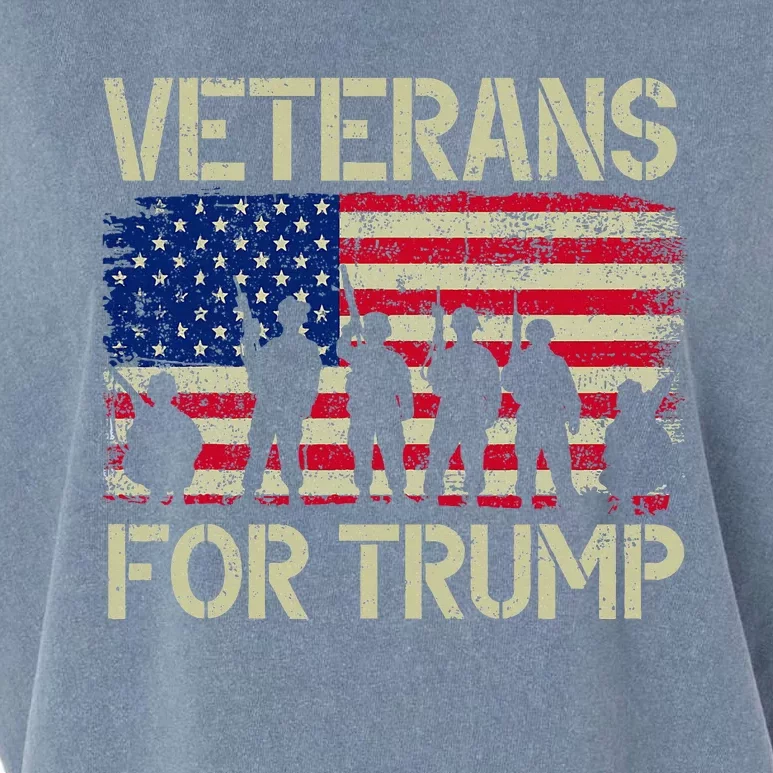 Veterans For Trump American Flag Veteran Dad Grandpa Garment-Dyed Women's Muscle Tee