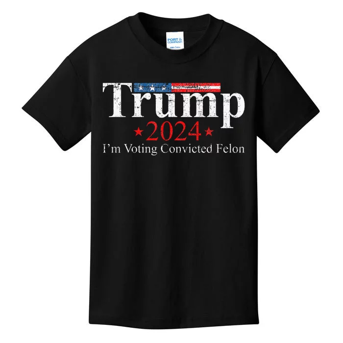 Vote Felon Trump 2024 45 And 47 Funny Vote For The Felon Kids T-Shirt