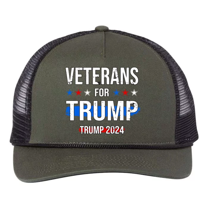 Veterans For Trump 2024 Retro Rope Trucker Hat Cap