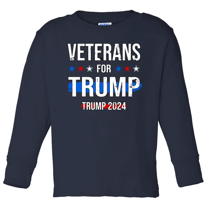 Veterans For Trump 2024 Toddler Long Sleeve Shirt