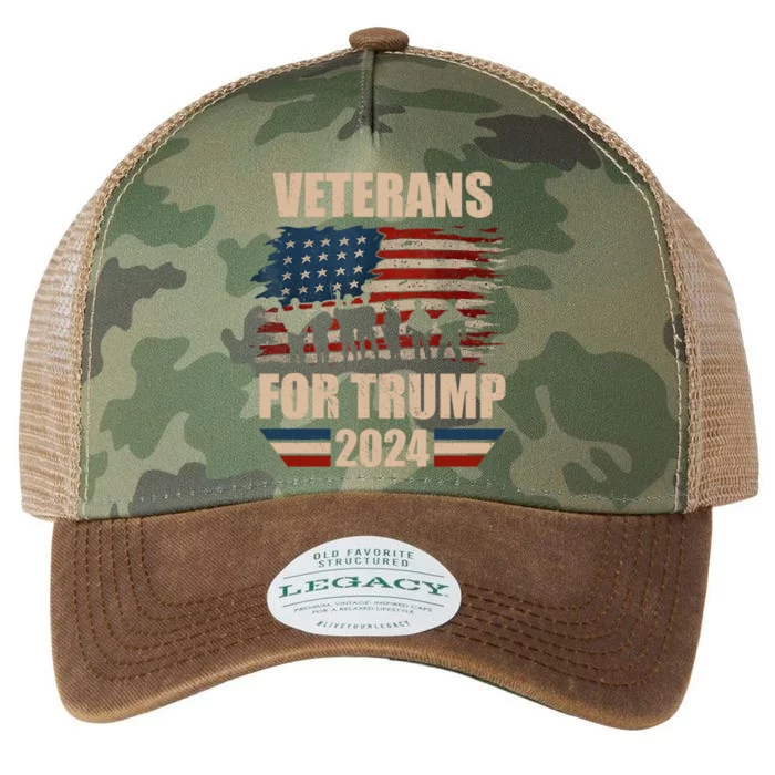 Veterans For Trump 2024 Pro American Troops Legacy Tie Dye Trucker Hat