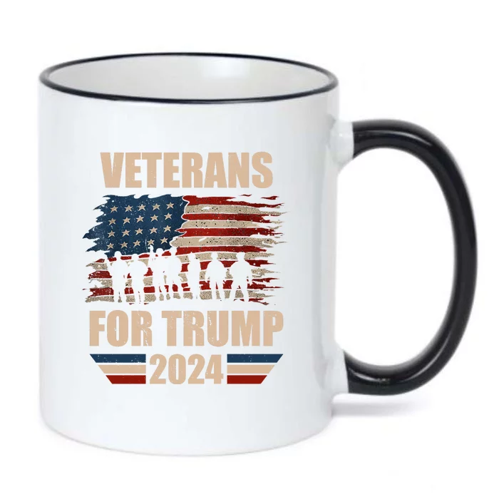 Veterans For Trump 2024 Pro American Troops Black Color Changing Mug