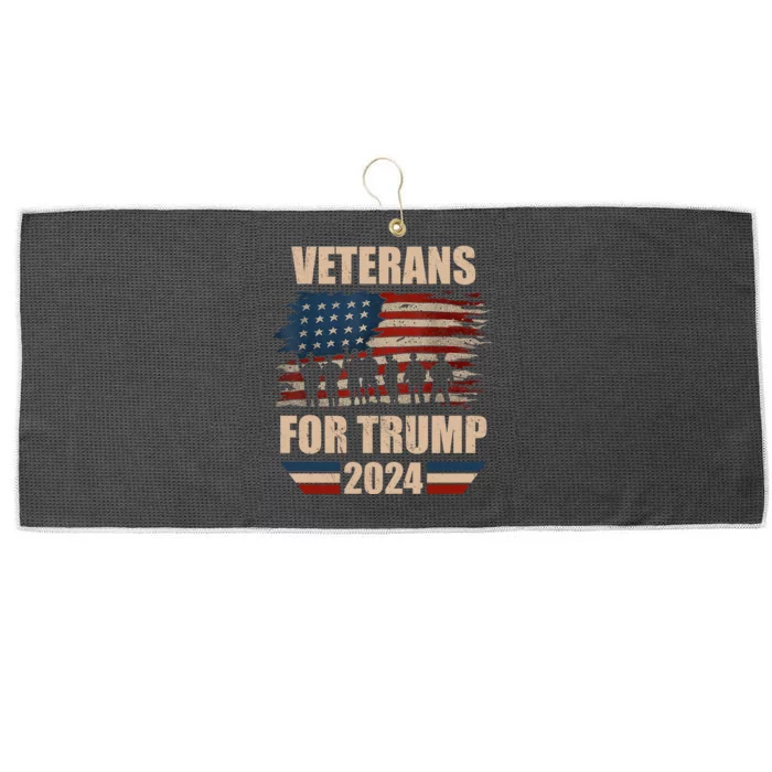 Veterans For Trump 2024 Pro American Troops Large Microfiber Waffle Golf Towel