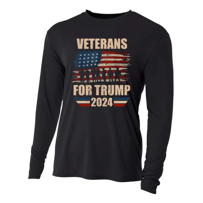 Veterans For Trump 2024 Pro American Troops Cooling Performance Long Sleeve Crew