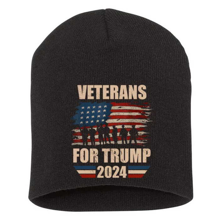 Veterans For Trump 2024 Pro American Troops Short Acrylic Beanie