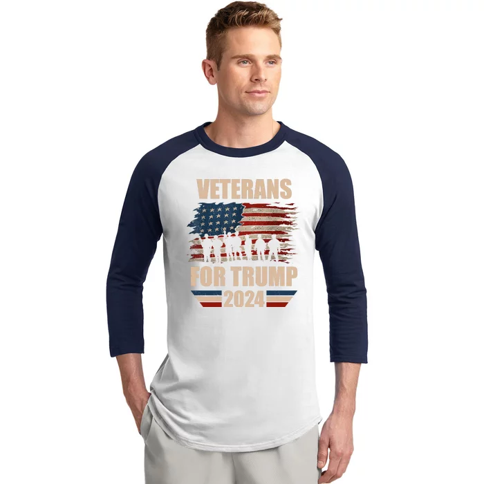 Veterans For Trump 2024 Pro American Troops Baseball Sleeve Shirt