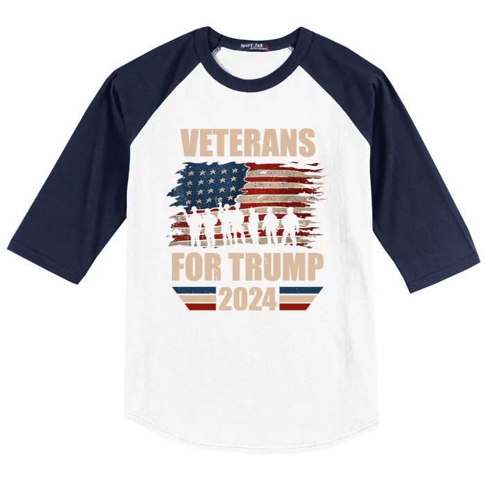 Veterans For Trump 2024 Pro American Troops Baseball Sleeve Shirt