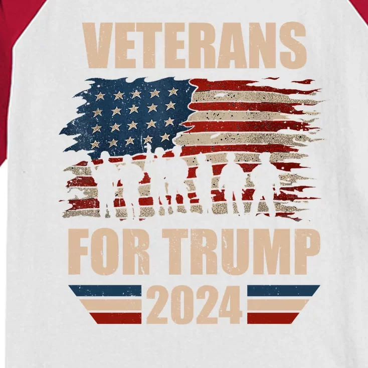 Veterans For Trump 2024 Pro American Troops Kids Colorblock Raglan Jersey