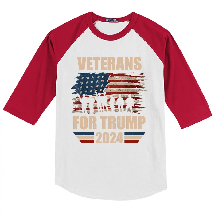 Veterans For Trump 2024 Pro American Troops Kids Colorblock Raglan Jersey