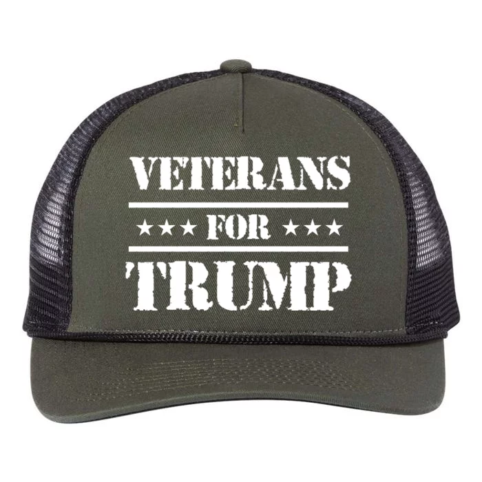 Veterans For Trump 2024 Retro Rope Trucker Hat Cap