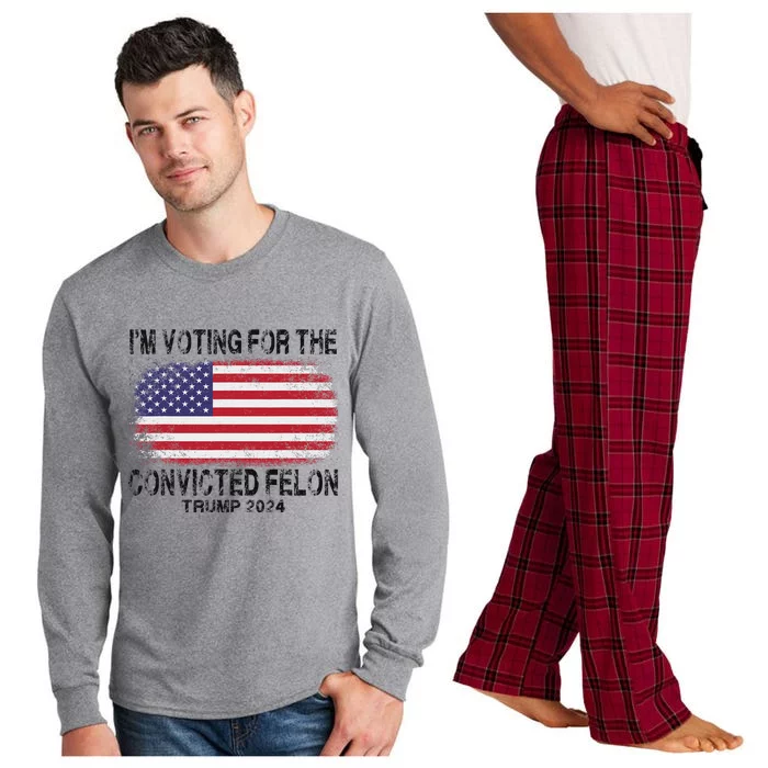 Voting For The Felon Retro American Flag Long Sleeve Pajama Set