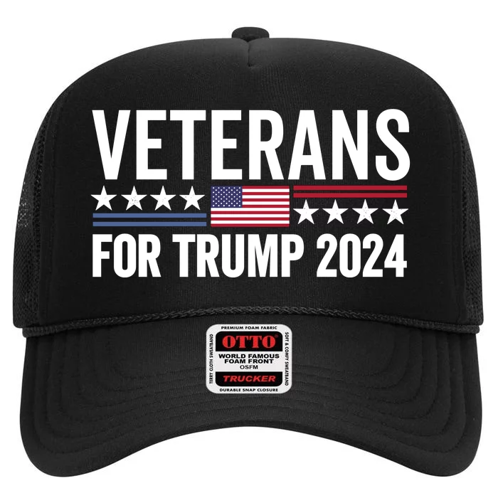 Veterans For Trump 2024 High Crown Mesh Trucker Hat