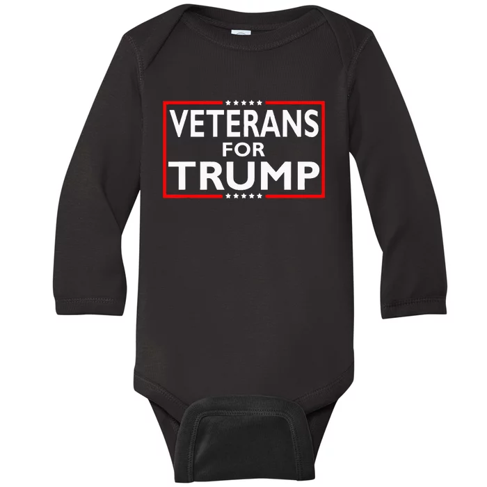 Veterans For Trump President Election 2024 Baby Long Sleeve Bodysuit