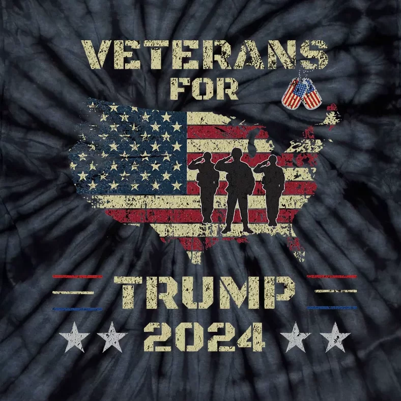 Veterans For Trump 2024 American Flag Patriotic Support Tie-Dye T-Shirt