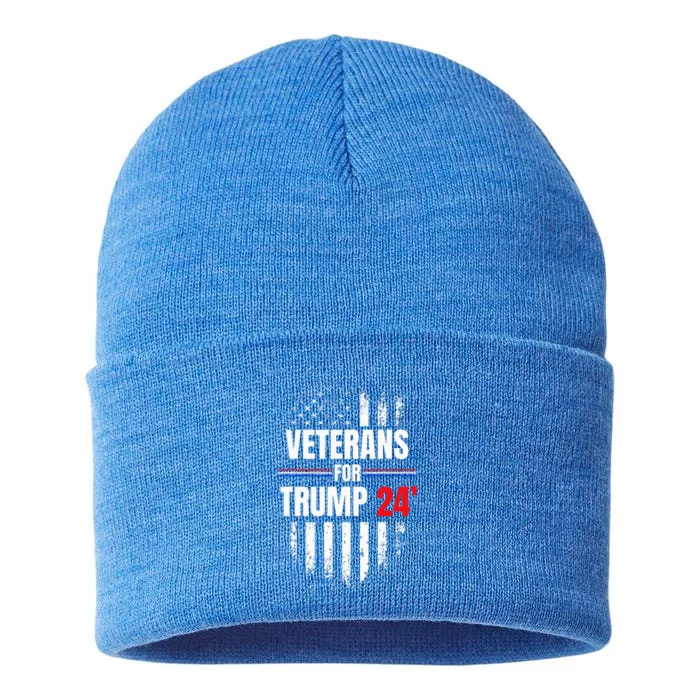 Veterans For Trump 2024 American Flag Sustainable Knit Beanie