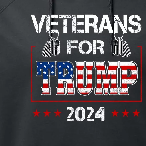 Veterans For Trump 2024 American Flag Dad Grandpa Veterans Day Performance Fleece Hoodie