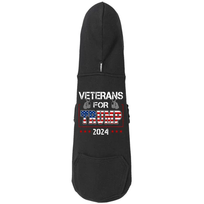 Veterans For Trump 2024 American Flag Dad Grandpa Veterans Day Doggie 3-End Fleece Hoodie