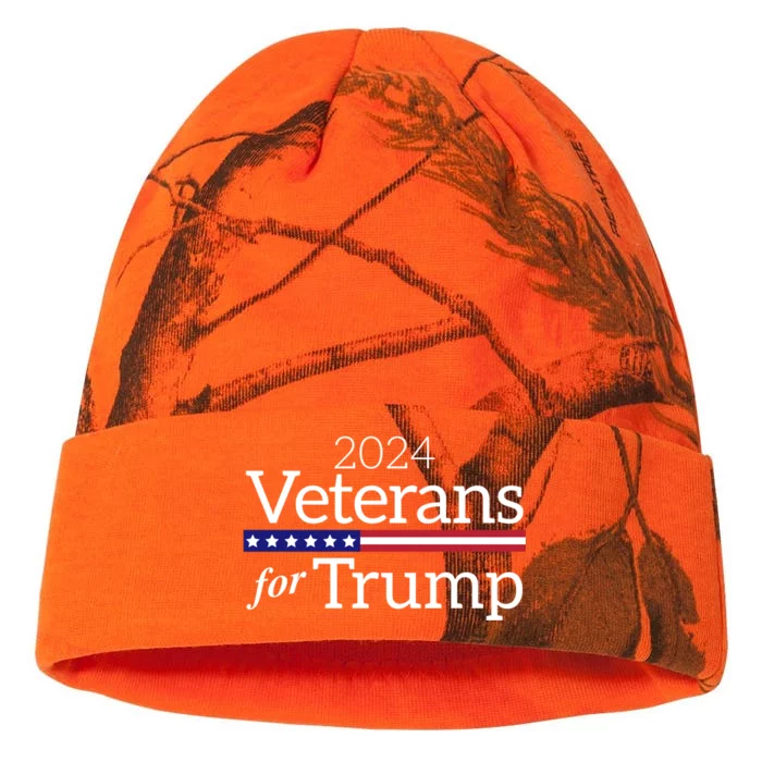 Veterans For Trump 2024 Conservative Republican Trump 2024 Funny Gift Kati - 12in Camo Beanie