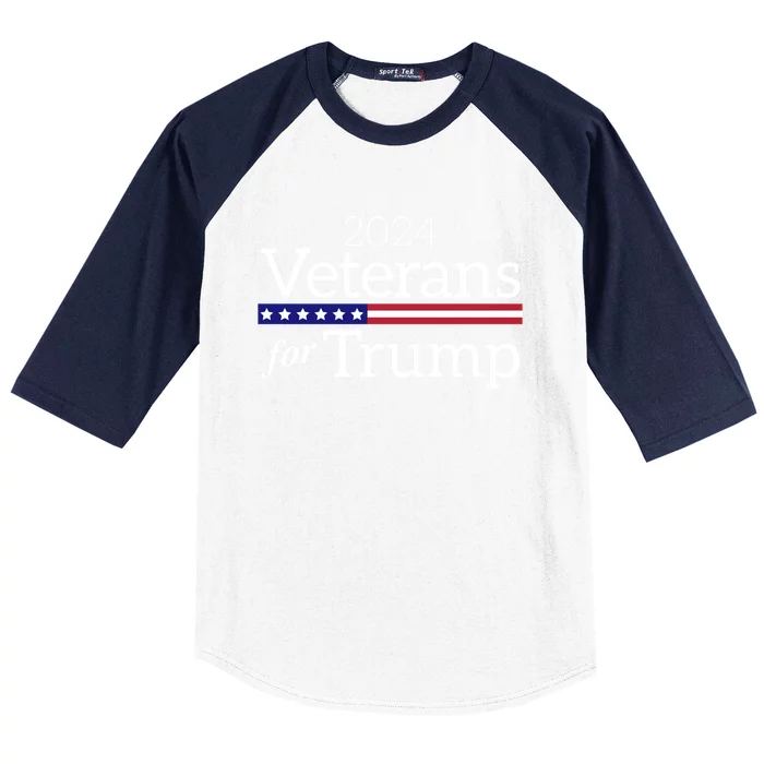 Veterans For Trump 2024 Conservative Republican Trump 2024 Funny Gift Baseball Sleeve Shirt