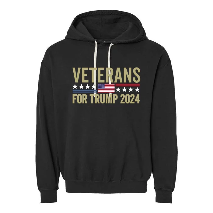 Veterans For Trump 2024 Garment-Dyed Fleece Hoodie