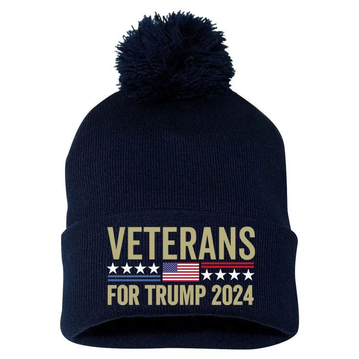 Veterans For Trump 2024 Pom Pom 12in Knit Beanie