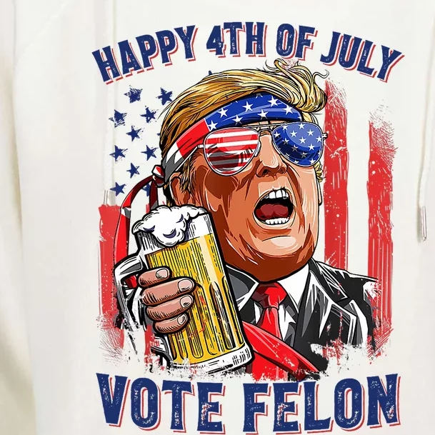 Vote Felon Trump 2024 Happy 4th Of July Funny Convicted Womens Funnel Neck Pullover Hood