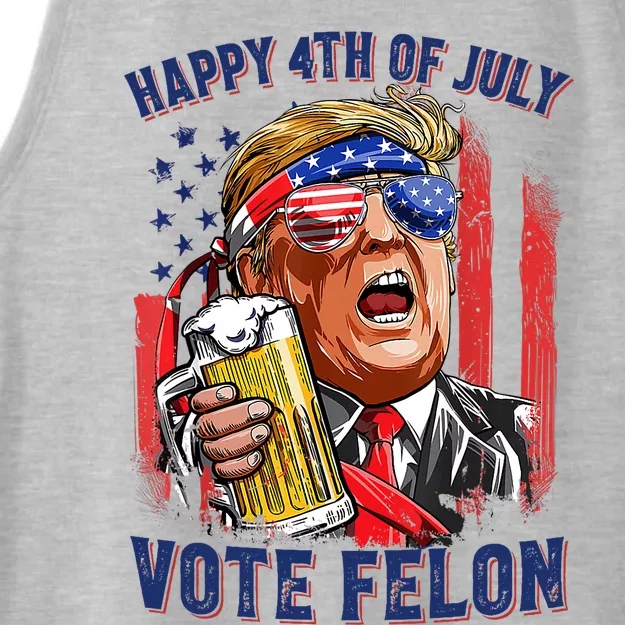 Vote Felon Trump 2024 Happy 4th Of July Funny Convicted Ladies Tri-Blend Wicking Tank