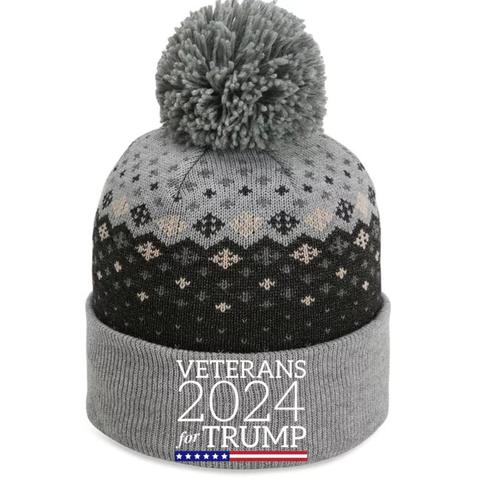 Veterans For Trump 2024 Conservative Republican Trump 2024 Gift The Baniff Cuffed Pom Beanie