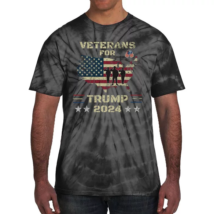 Veterans For Trump 2024 American Flag Election Dad Grandpa Tie-Dye T-Shirt