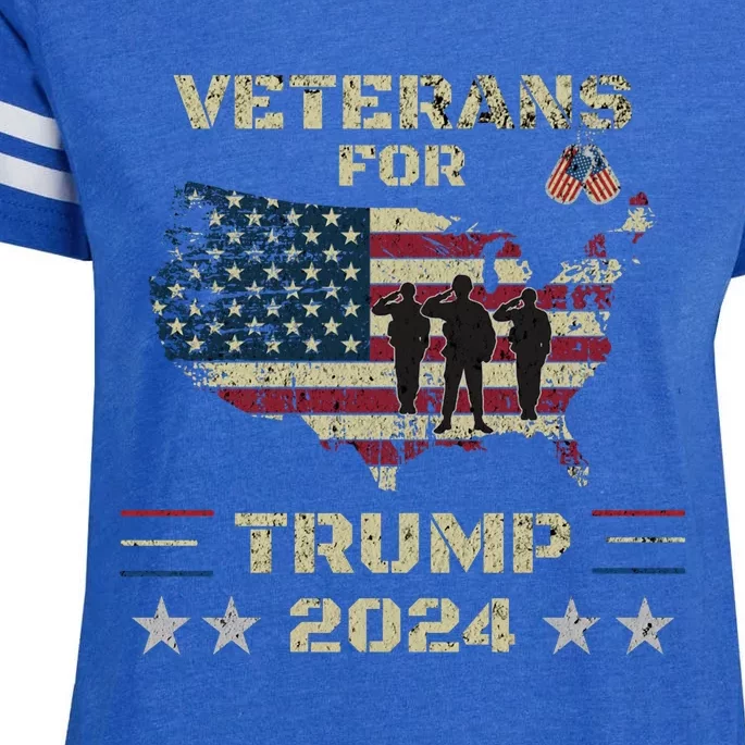 Veterans For Trump 2024 American Flag Election Dad Grandpa Enza Ladies Jersey Football T-Shirt