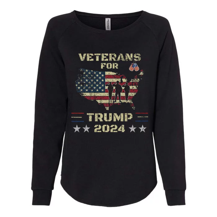 Veterans For Trump 2024 American Flag Patriotic Support Womens California Wash Sweatshirt