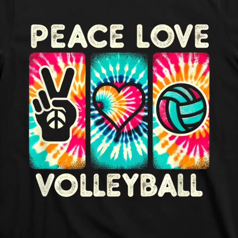 Volleyball For Teens Women Girls Peace Love Volleyball T-Shirt