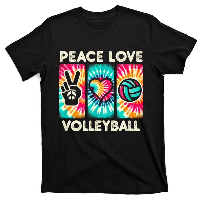 Volleyball For Teens Women Girls Peace Love Volleyball T-Shirt