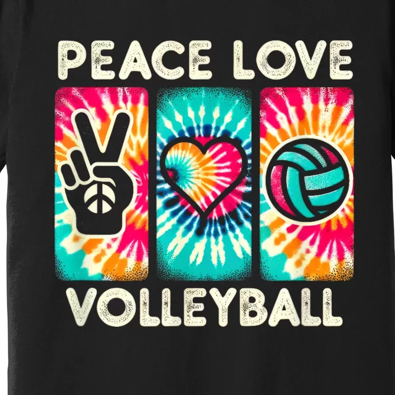 Volleyball For Teens Women Girls Peace Love Volleyball Premium T-Shirt