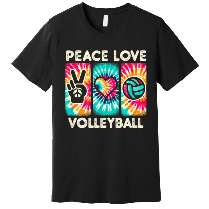 Volleyball For Teens Women Girls Peace Love Volleyball Premium T-Shirt