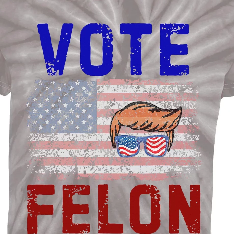 Vote Felon Trump 2024 45 And 47 Vote For The Felon Kids Tie-Dye T-Shirt