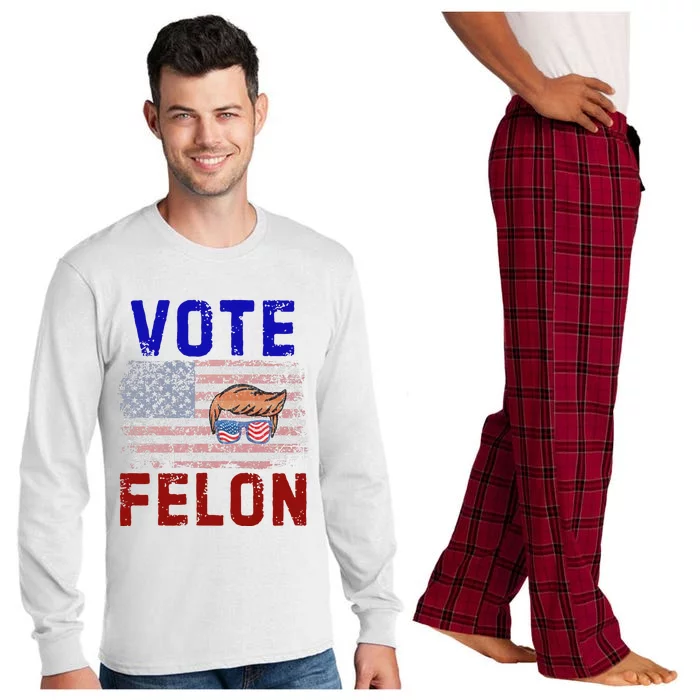 Vote Felon Trump 2024 45 And 47 Vote For The Felon Long Sleeve Pajama Set