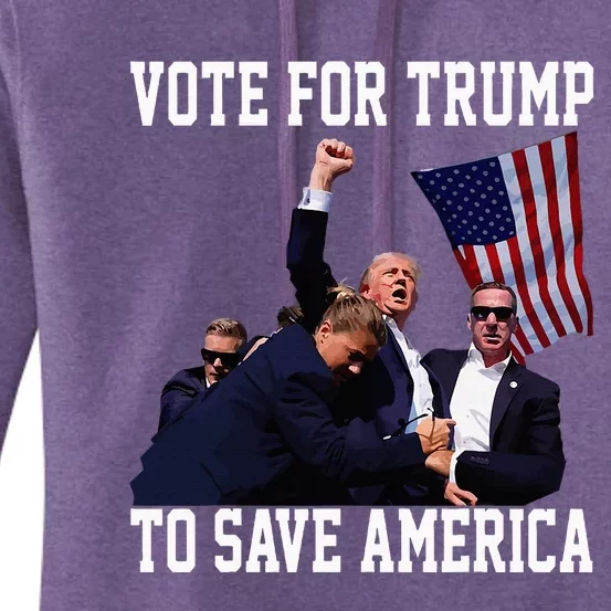 Vote For Trump To Save America Trump 2024 Fight Women's Pullover Hoodie