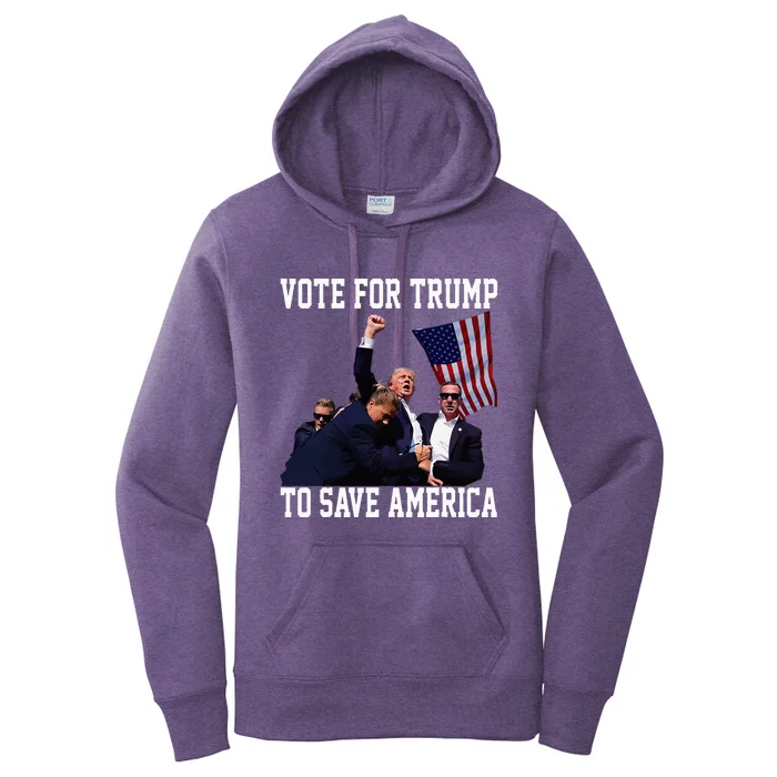 Vote For Trump To Save America Trump 2024 Fight Women's Pullover Hoodie