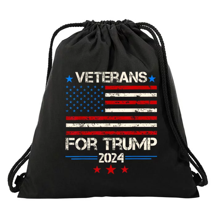 Veterans For Trump American Flag Army Support Donald Trump Drawstring Bag