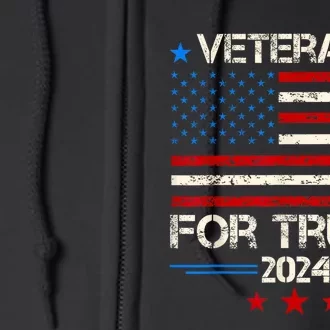 Veterans For Trump American Flag Army Support Donald Trump Full Zip Hoodie