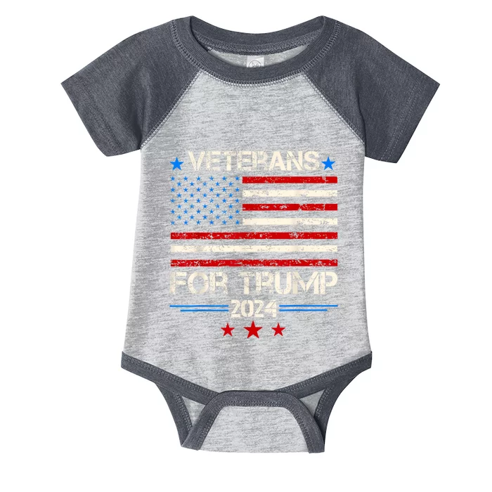 Veterans For Trump American Flag Army Support Donald Trump Infant Baby Jersey Bodysuit