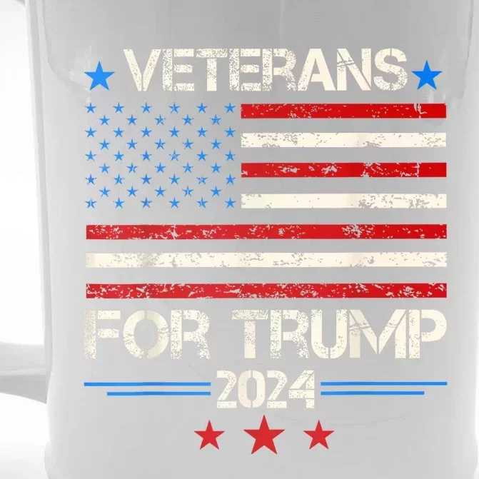 Veterans For Trump American Flag Army Support Donald Trump Front & Back Beer Stein