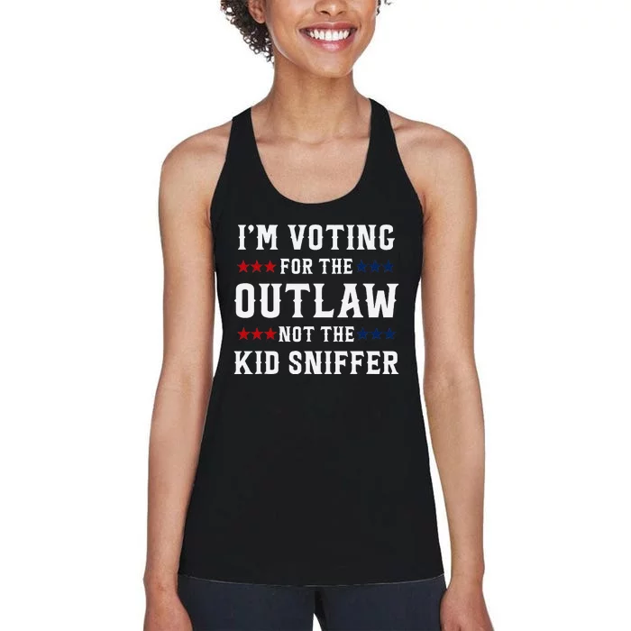 Voting For The Outlaw Funny Political Statement Women's Racerback Tank