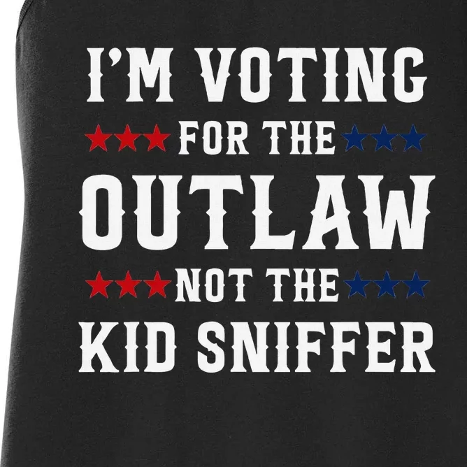 Voting For The Outlaw Funny Political Statement Women's Racerback Tank