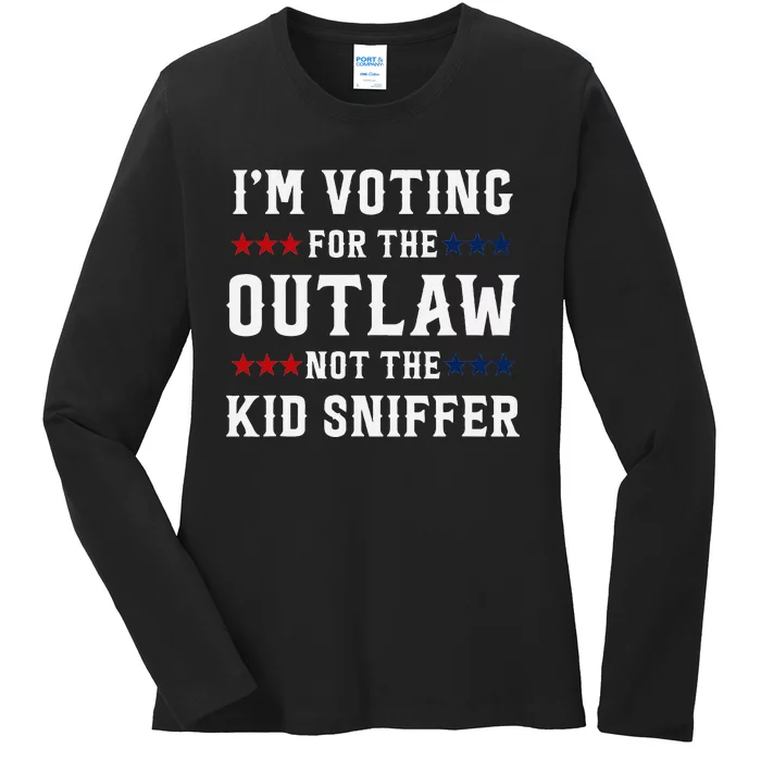 Voting For The Outlaw Funny Political Statement Ladies Long Sleeve Shirt