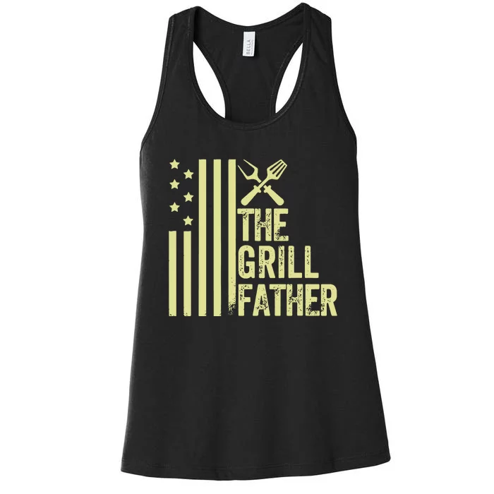 Vintage Funny The Grillfather Grill Fathers Vintage Women's Racerback Tank