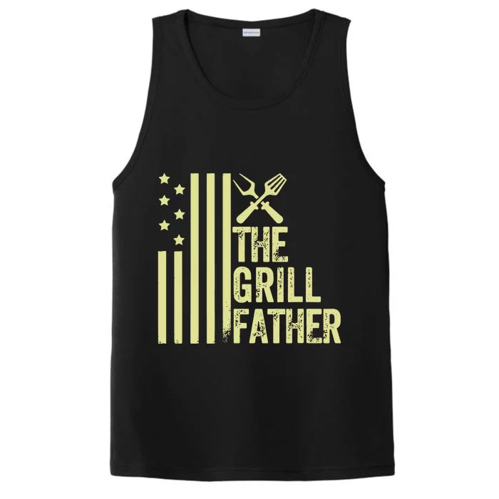 Vintage Funny The Grillfather Grill Fathers Vintage Performance Tank